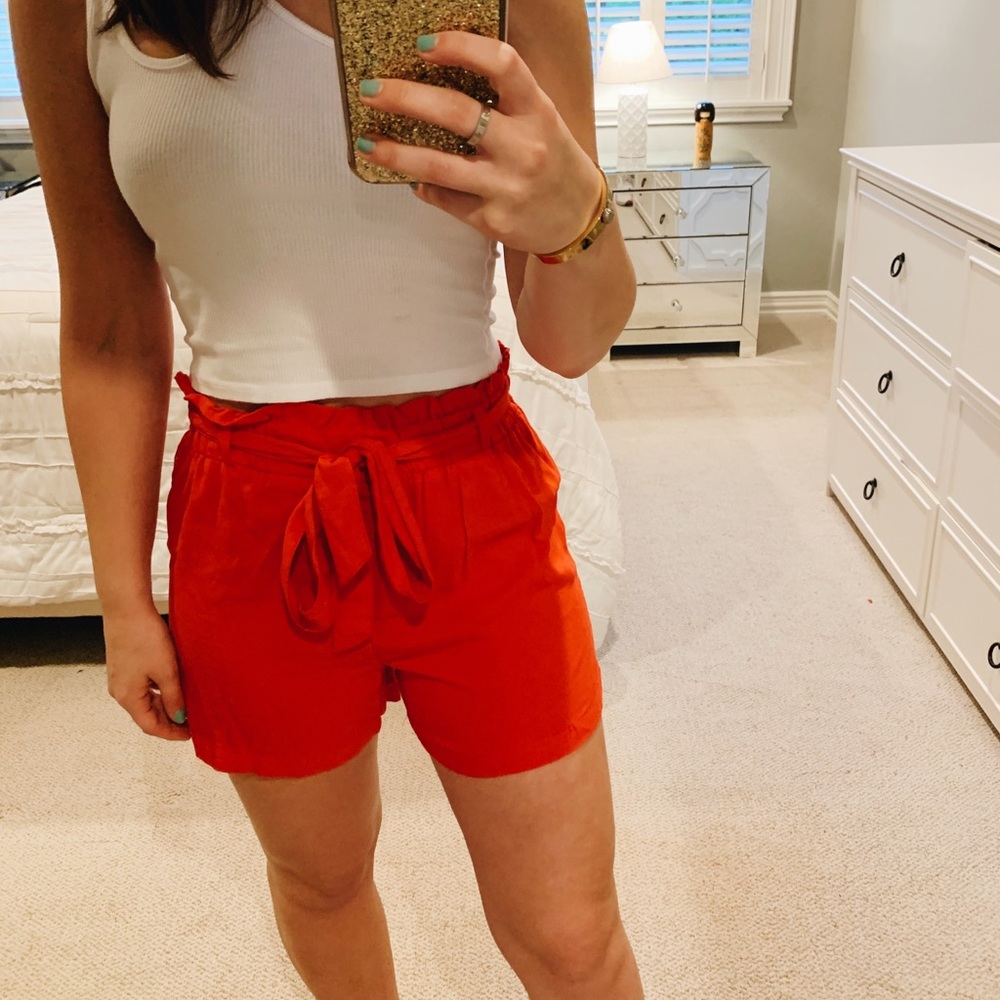 Red Flowy Shorts
